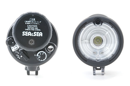 Sea & Sea <a href='http://www.backscatter.com/HostedStore.LassoApp?-ResponseLassoApp=detail.lasso&ID=220bc8c39f5de124c78c4c8a877e561f#' class='standard'>YS-250</a> Underwater Strobe - front and back detail