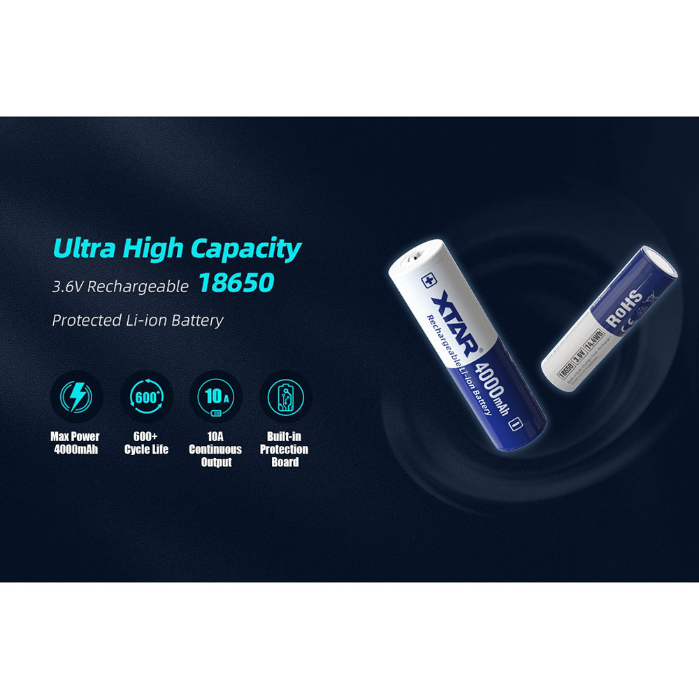 XTAR 18650 4000mAh 10A Li-Ion Rechargeable Battery