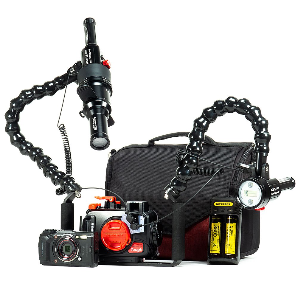 Olympus TG-6, PT-059 Housing & Backscatter Mini Flash MF-1 Underwater  Strobe + Snoot Package