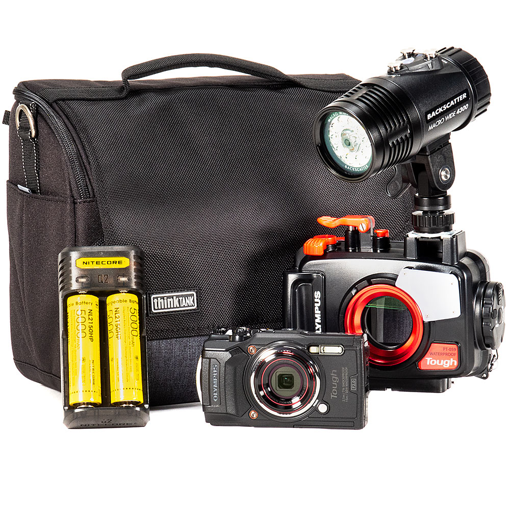 Olympus TG-6, PT-059 Housing & MW-4300 Underwater Video Light Package