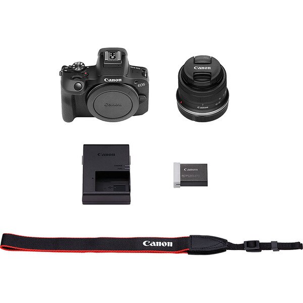  Canon EOS R100 Mirrorless Camera w/Canon RF-S 18-45mm is STM  Lens + 64GB Memory Card + Case + Photo and Video Editor & More : Electronics