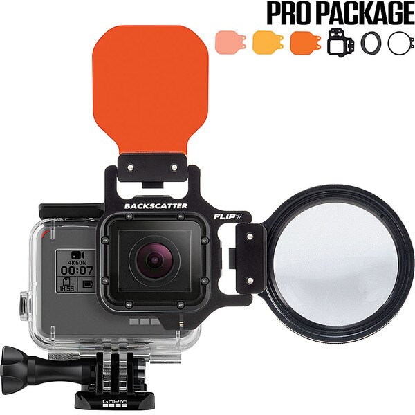 FLIP7 Pro Package with SHALLOW, DIVE & DEEP Filters & +15 MacroMate Mini Lens for GoPro 3, 3+, 4, 5, 6, 7