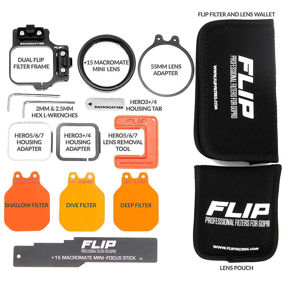 FLIP7 3 フィルターキット GoPro 3, 3+, 4, 5, 6, 7 FLIP7 Single Filter Kit for GoPro Hero 7, 6, 5, 4, 3+, 3