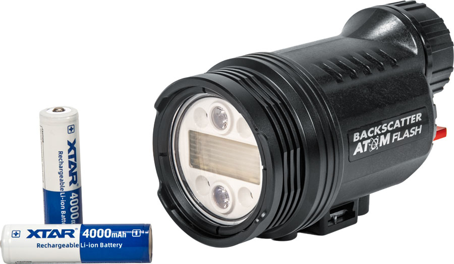 ©Backscatter - Backscatter Atom Flash Underwater Strobe Review - 18650s loaded into battery compartment