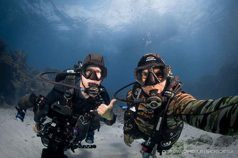 ©Berkley White - Canon EOS R5 Vs. R5C - Underwater Full-Frame Mirrorless Camera Comparison - Cristian Dimitrius & Joel Penner Diving Selfie