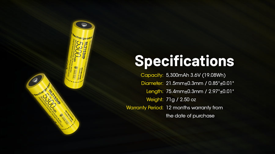 Nitecore NL2153HP 5300mAh Rechargeable 21700 Battery Ingo Graphic 12